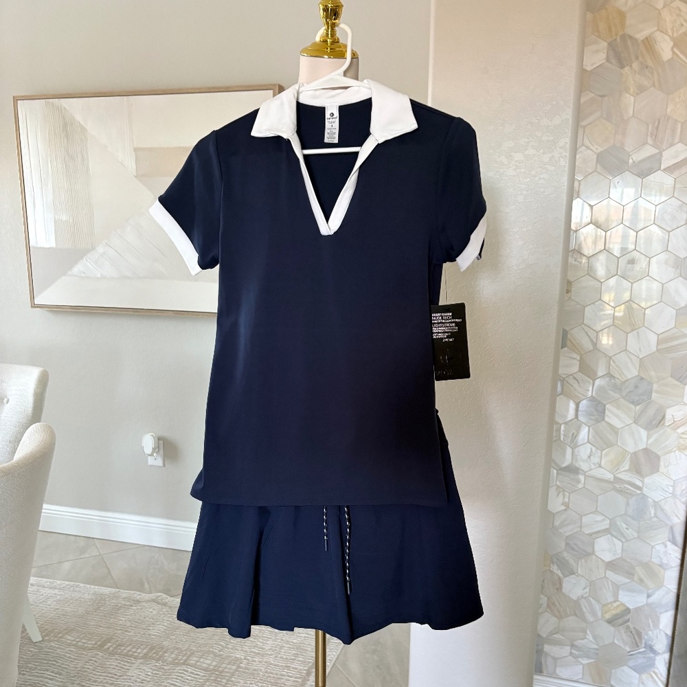 90 Degree By Reflex Navy and White Tennis Skirt Set, size small